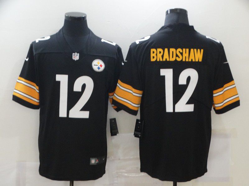 Men Pittsburgh Steelers #12 Bradshaw Black Nike Limited Vapor Untouchable NFL Jerseys